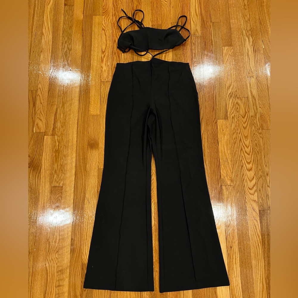 ASOS DESIGN Minimal Tie Waist Detail Jumpsuit in Black